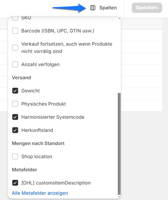Einstellung internationaler Versand 10