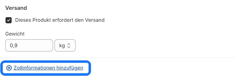 Einstellung internationaler Versand 3