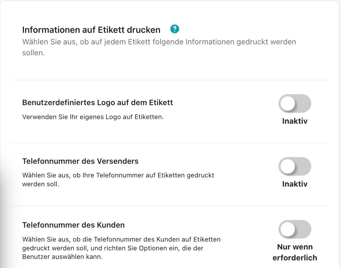 Informationen am Etikett 10